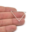 Silver Triangle Charm, 8 Antique Silver Plated Brass Triangle Rings, Findings (37x32x1mm) D1299