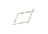 Silver Diamond Charm, 12 Antique Silver Plated Brass Rhombus Charms With 1 Loop, Earrings, Findings (29x17x0.60mm) D1227