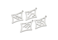 Steel Zodiac Charm, Stainless Steel Zodiac Charms With 1 Loop, Pendants, Earring Charms, Findings (34x25x0.80mm) SMP2102