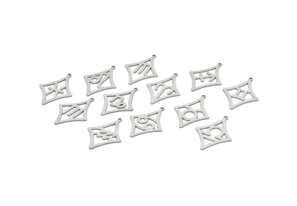 Steel Zodiac Charm, Stainless Steel Zodiac Charms With 1 Loop, Pendants, Earring Charms, Findings (34x25x0.80mm) SMP2102