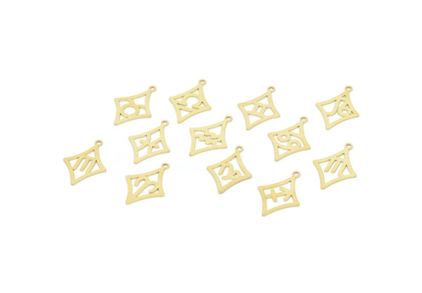 Brass Zodiac Charm, Raw Brass Zodiac Charms With 1 Loop, Pendants, Earring Charms, Findings (22x15x0.60mm) SMP2103
