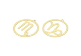 Brass Zodiac Charm, Raw Brass Zodiac Charms With 1 Loop, Pendants, Earring Charms, Findings (34x32x0.60mm) SMP2104