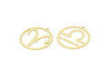 Brass Zodiac Charm, Raw Brass Zodiac Charms With 1 Loop, Pendants, Earring Charms, Findings (34x32x0.60mm) SMP2104