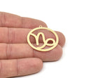 Brass Zodiac Charm, Raw Brass Zodiac Charms With 1 Loop, Pendants, Earring Charms, Findings (34x32x0.60mm) SMP2104