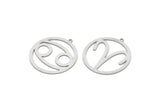Steel Zodiac Charm, Stainless Steel Zodiac Charms With 1 Loop, Pendants, Earring Charms, Findings (34x32x0.80mm) SMP2104