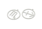 Steel Zodiac Charm, Stainless Steel Zodiac Charms With 1 Loop, Pendants, Earring Charms, Findings (34x32x0.80mm) SMP2104