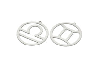 Steel Zodiac Charm, Stainless Steel Zodiac Charms With 1 Loop, Pendants, Earring Charms, Findings (34x32x0.80mm) SMP2104