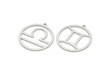 Steel Zodiac Charm, Stainless Steel Zodiac Charms With 1 Loop, Pendants, Earring Charms, Findings (34x32x0.80mm) SMP2104