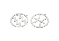 Steel Zodiac Charm, Stainless Steel Zodiac Charms With 1 Loop, Pendants, Earring Charms, Findings (34x32x0.80mm) SMP2104