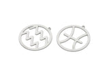 Steel Zodiac Charm, Stainless Steel Zodiac Charms With 1 Loop, Pendants, Earring Charms, Findings (34x32x0.80mm) SMP2104