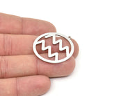 Steel Zodiac Charm, Stainless Steel Zodiac Charms With 1 Loop, Pendants, Earring Charms, Findings (34x32x0.80mm) SMP2104