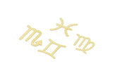 Brass Zodiac, Raw Brass Zodiac Findings, Charm Pendants, Earring Charms, Findings SMP2105