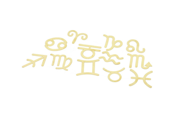 Brass Zodiac, Raw Brass Zodiac Findings, Charm Pendants, Earring Charms, Findings SMP2106