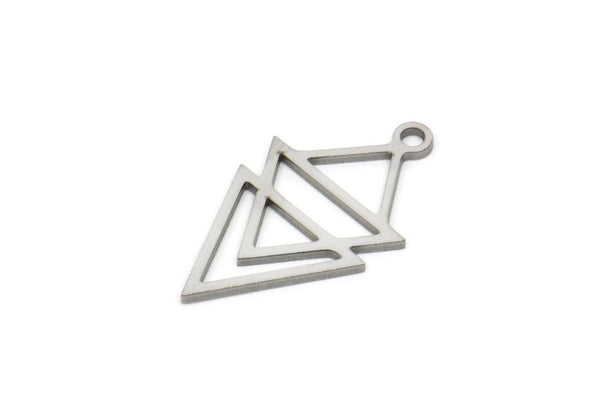 Steel Triangle Charm, Stainless Steel Triangle Shaped Charms With 1 Loop, Findings (22x12x0.80mm) SMP2108