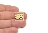 Brass Face Charm, Raw Brass Face Charms With 1 Loop, Face Earrings, Findings (22x18x0.80mm) SMP2109