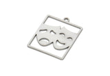 Steel Face Charm, Stainless Steel Face Charms With 1 Loop, Face Earrings, Findings (22x18x0.80mm) SMP2109