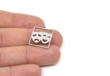Steel Face Charm, Stainless Steel Face Charms With 1 Loop, Face Earrings, Findings (22x18x0.80mm) SMP2109