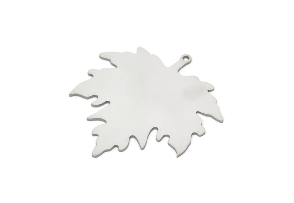 Steel Leaf Charm, Stainless Steel Plane Tree Leaf Charms With 1 Loop, Findings (42x40x0.80mm) SMP2111