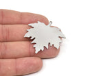Steel Leaf Charm, Stainless Steel Plane Tree Leaf Charms With 1 Loop, Findings (42x40x0.80mm) SMP2111