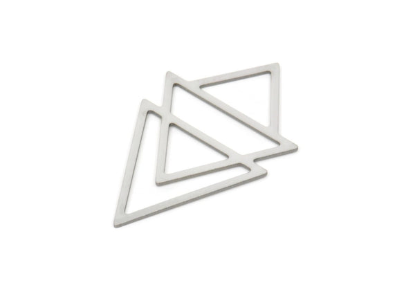 Steel Triangle Charm, Stainless Steel Triangle Shaped Charms, Findings (46x29x0.80mm) SMP2121