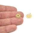Gold Sun Charm, 8 Gold Plated Brass Sun Charms With 1 Loop, Findings (17x15x0.80mm) M01305