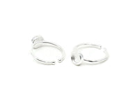 Silver Ring Setting, 925 Silver Round Ring With 1 Stone Setting - Pad Size 6mm N1763