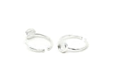 Silver Ring Setting, 925 Silver Round Ring With 1 Stone Setting - Pad Size 6mm N1763