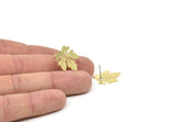 Brass Leaf Earring, 6 Raw Brass Plane Tree Leaf Stud Earrings (20x16x0.60mm) A5832