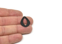 Black Drop Charm, 8 Oxidized Black Brass Drop Charms With 1 Hole, Earrings, Pendants, Findings (25x18x0.60mm) D1149