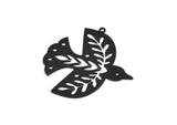 Siyah Kuş Tılsımı, 1 Halkalı 4 Oksitlenmiş Siyah Pirinç Kuş Şekilli Tılsım, Yaprak Tılsımlar (37x35x0,60 mm) SMP0071 A3942