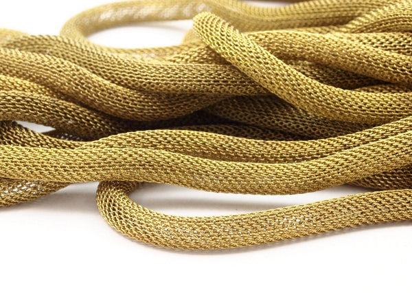 Brass Mesh Chain, 2 M- (5mm) Raw Brass Mesh Chain Ch002  ( Z108 )
