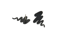 Siyah Fırtına Küpe, 4 Oksitlenmiş Siyah Pirinç Kasırga Fırtınası Şekilli Küpe (23x15x0,80 mm) A2844 H0092
