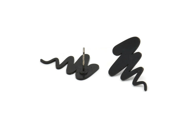 Siyah Fırtına Küpe, 4 Oksitlenmiş Siyah Pirinç Kasırga Fırtınası Şekilli Küpe (23x15x0,80 mm) A2844 H0092