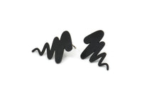 Siyah Fırtına Küpe, 4 Oksitlenmiş Siyah Pirinç Kasırga Fırtınası Şekilli Küpe (23x15x0,80 mm) A2844 H0092