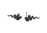Siyah Fırtına Küpe, 4 Oksitlenmiş Siyah Pirinç Kasırga Fırtınası Şekilli Küpe (23x15x0,80 mm) A2844 H0092