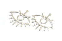 Silver Eye Charm, 925 Silver Eye Charms With 1 Loop, Pendants, Earrings (42x38x1mm) D0649
