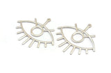 Silver Eye Charm, 925 Silver Eye Charms With 1 Loop, Pendants, Earrings (42x38x1mm) D0649