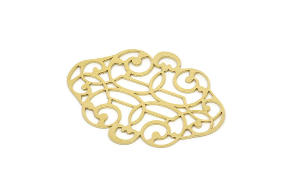 Brass Ethnic Charm, Raw Brass Ethnic Motif Charms, Earring Charms, Findings (42x32x0.60mm) SMP2134