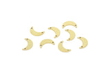 Pirinç Ay Tılsımı, 2 Delikli Ham Pirinç Hilal Ay Tılsımları (10x3x0.60mm) A5744