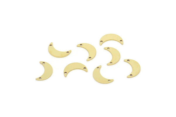 Pirinç Ay Tılsımı, 2 Delikli Ham Pirinç Hilal Ay Tılsımları (10x3x0.60mm) A5744