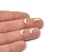 Pirinç Ay Tılsımı, 2 Delikli Ham Pirinç Hilal Ay Tılsımları (10x3x0.60mm) A5744