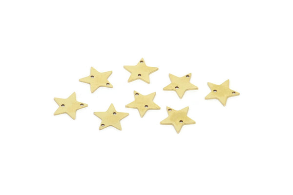 Brass Star Charm, Raw Brass Star Charms With 2 Holes, Pendant Charms, Findings (10x10x0.60mm) A5742