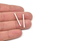 2.5mm Brass Tubes, 24 Antique Silver Plated Brass Tube Beads (2.5x30mm)