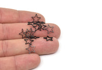 Siyah Yıldız Charm, 50 Oksitlenmiş Siyah Pirinç Yıldız Bağlantı Parçası (10 mm) BS 1169