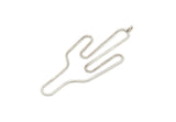 Silver Cactus Charm, 2 Antique Silver Plated Brass Wire Cactus Pendants With 1 Loops (64x28x1mm) Bs 1700 S1169