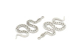 Silver Snake Charm, 6 Antique Silver Plated Brass Snake Pendants With 1 Loop, Charms, Findings (42x19x0.60mm) A5948