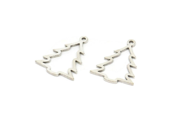 Silver Tree Charm, 24 Antique Silver Plated Brass Tree Charms With 1 Loop, Pendant, Findings (17x13x0.80mm) A6800