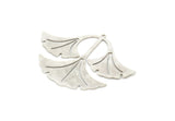Silver Leaf Charm, 2 Antique Silver Plated Brass Ginkgo Leaf Charms With 1 Loop, Charm Pendants (37x49x0.60mm) SMP1028 A6893 H1075