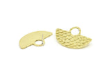Semi Circle Earring, 2 Raw Brass Fish Scale Textured Semi Circle Stud Earrings (25x39x1.5mm) E597 A5769