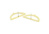 Semi Circle Earring, 4 Raw Brass Half Moon Stud Earrings With 1 Loop (38x20x0.80mm) M502 A5801
